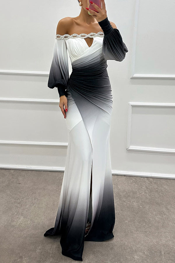 NADINE | Vestido largo con efecto degradado – Fluido. Elegante. Llamativo.