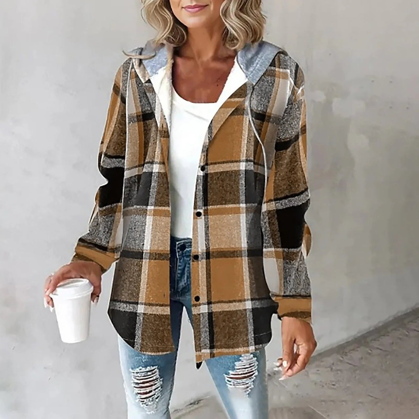 Griselda - Blusa de Cuadros con Capucha